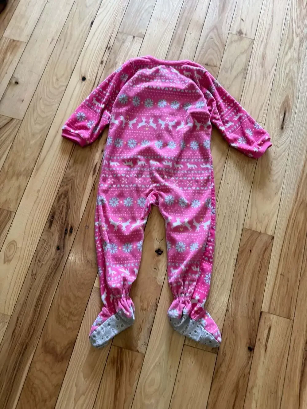 Carter's Girls Pink Microfleece Footed Pajamas Winter Deer Pattern